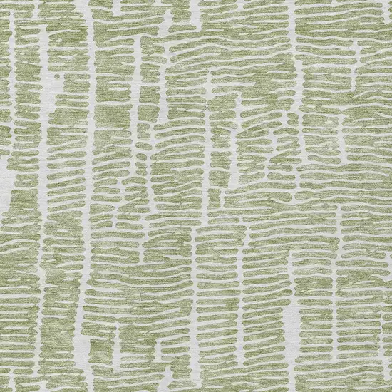 Artichoke Green Green And Ivory Abstract Washable Indoor Outdoor Area Rug Photo 5