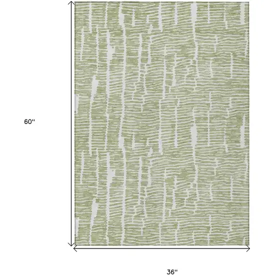 Artichoke Green Green And Ivory Abstract Washable Indoor Outdoor Area Rug Photo 3