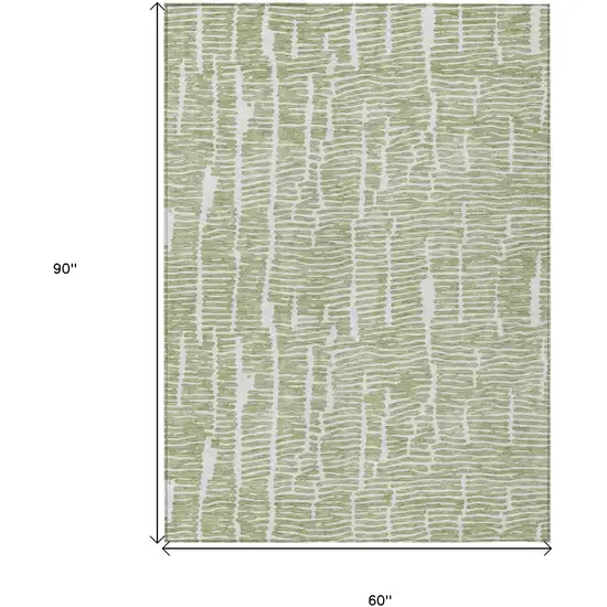 Artichoke Green Green And Ivory Abstract Washable Indoor Outdoor Area Rug Photo 3