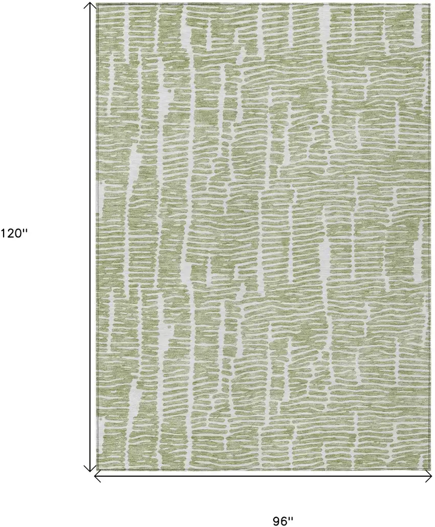 Artichoke Green Green And Ivory Abstract Washable Indoor Outdoor Area Rug Photo 3