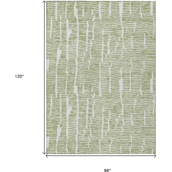 Artichoke Green Green And Ivory Abstract Washable Indoor Outdoor Area Rug Photo 3
