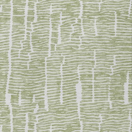 Artichoke Green Green And Ivory Abstract Washable Indoor Outdoor Area Rug Photo 5