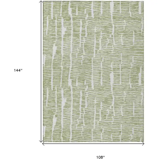 Artichoke Green Green And Ivory Abstract Washable Indoor Outdoor Area Rug Photo 3