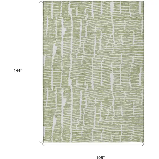 Artichoke Green Green And Ivory Abstract Washable Indoor Outdoor Area Rug Photo 3