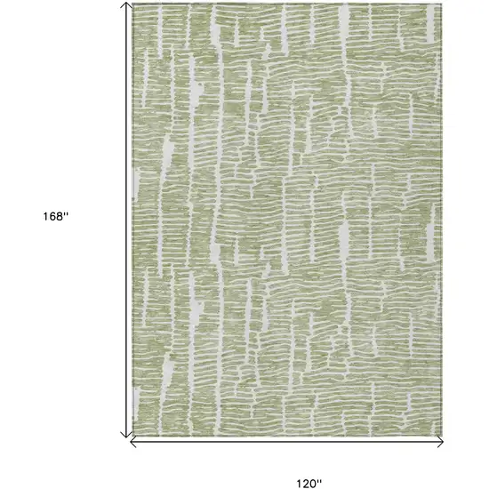 Artichoke Green Green And Ivory Abstract Washable Indoor Outdoor Area Rug Photo 3