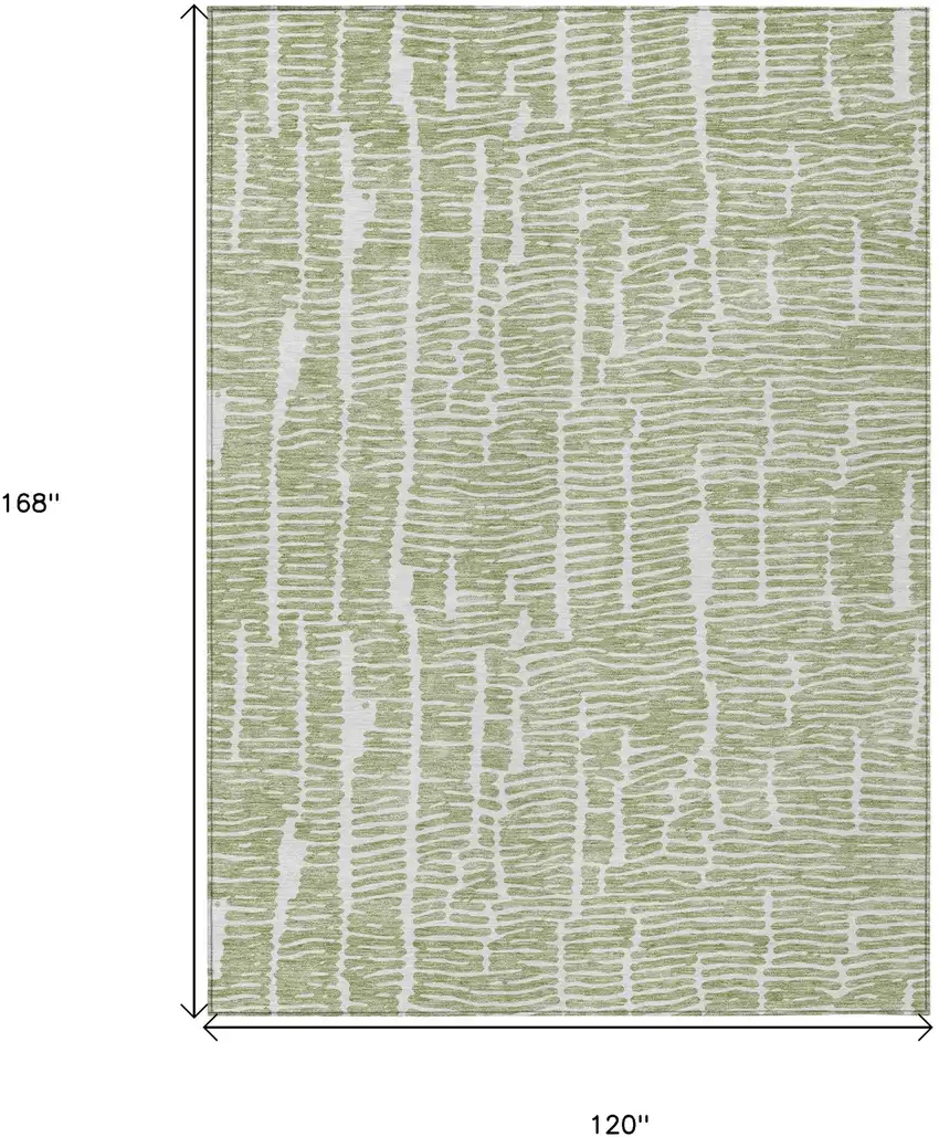 Artichoke Green Green And Ivory Abstract Washable Indoor Outdoor Area Rug Photo 3