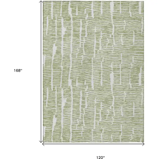 Artichoke Green Green And Ivory Abstract Washable Indoor Outdoor Area Rug Photo 3