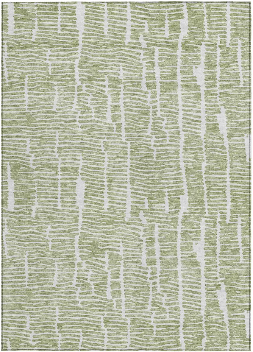 Artichoke Green Green And Ivory Abstract Washable Indoor Outdoor Area Rug Photo 6