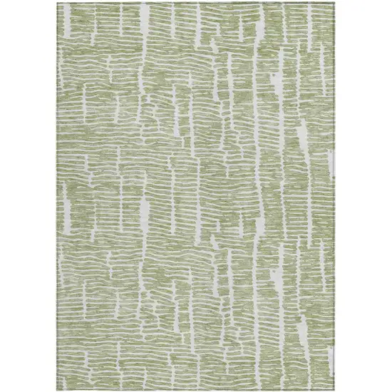 Artichoke Green Green And Ivory Abstract Washable Indoor Outdoor Area Rug Photo 6