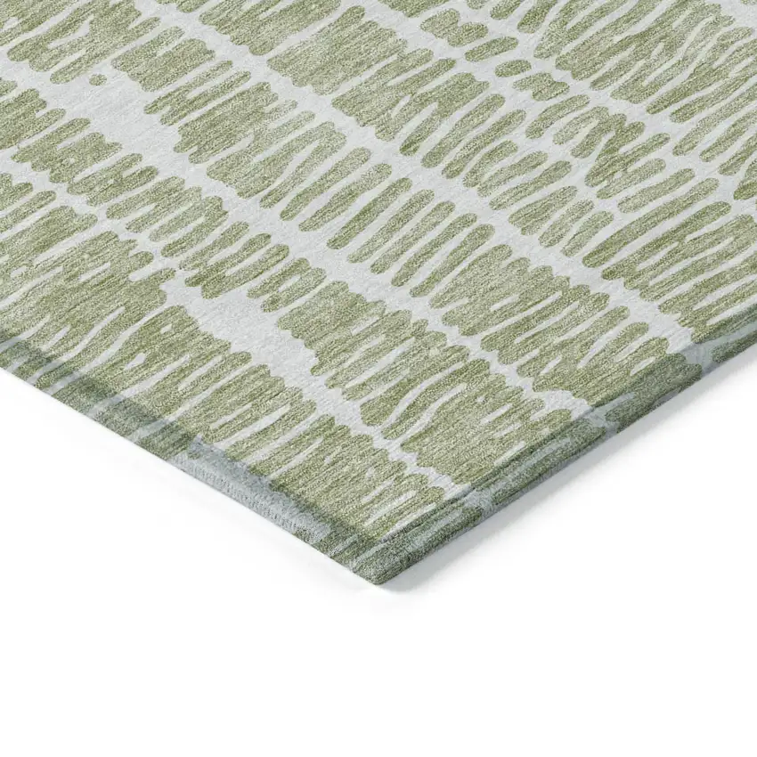 Artichoke Green Green And Ivory Abstract Washable Indoor Outdoor Area Rug Photo 4