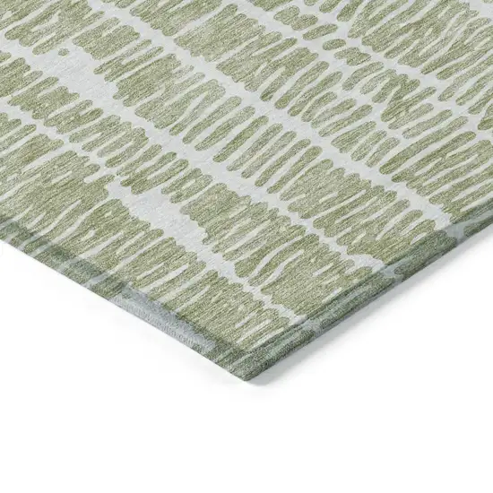 Artichoke Green Green And Ivory Abstract Washable Indoor Outdoor Area Rug Photo 4