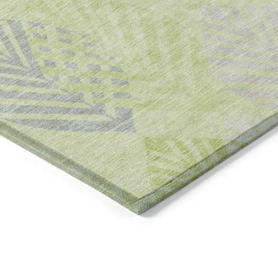 Artichoke Green Green And Ivory Floral Washable Indoor Outdoor Area Rug Photo 3