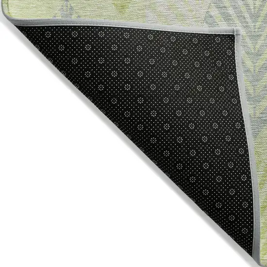 Artichoke Green Green And Ivory Floral Washable Indoor Outdoor Area Rug Photo 2