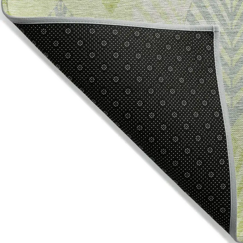 Artichoke Green Green And Ivory Floral Washable Indoor Outdoor Area Rug Photo 2