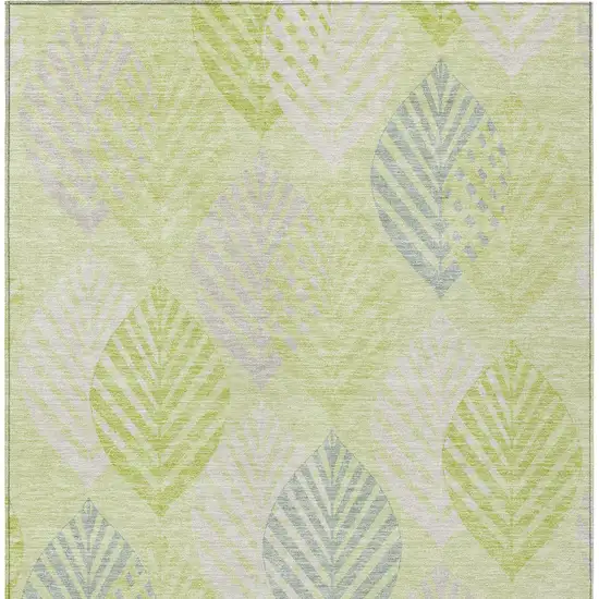 Artichoke Green Green And Ivory Floral Washable Indoor Outdoor Area Rug Photo 7