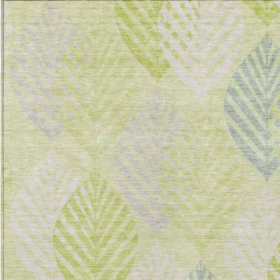 Artichoke Green Green And Ivory Floral Washable Indoor Outdoor Area Rug Photo 5
