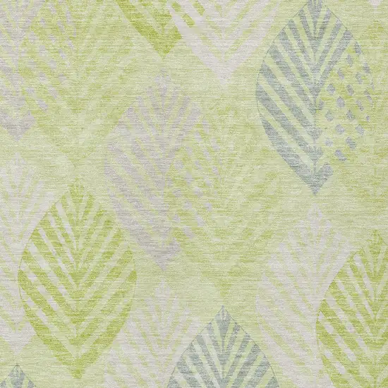 Artichoke Green Green And Ivory Floral Washable Indoor Outdoor Area Rug Photo 5