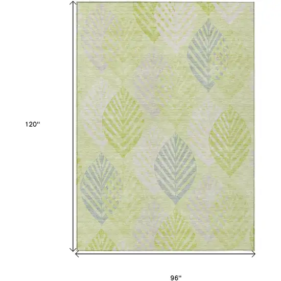 Artichoke Green And Ivory Floral Washable Indoor Outdoor Area Rug Photo 8