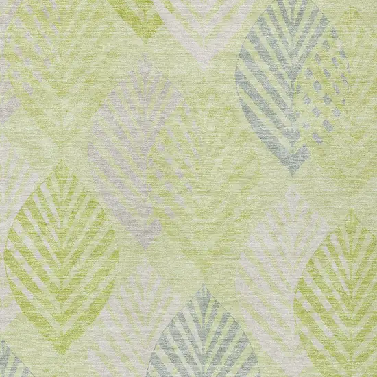 Artichoke Green Green And Ivory Floral Washable Indoor Outdoor Area Rug Photo 5