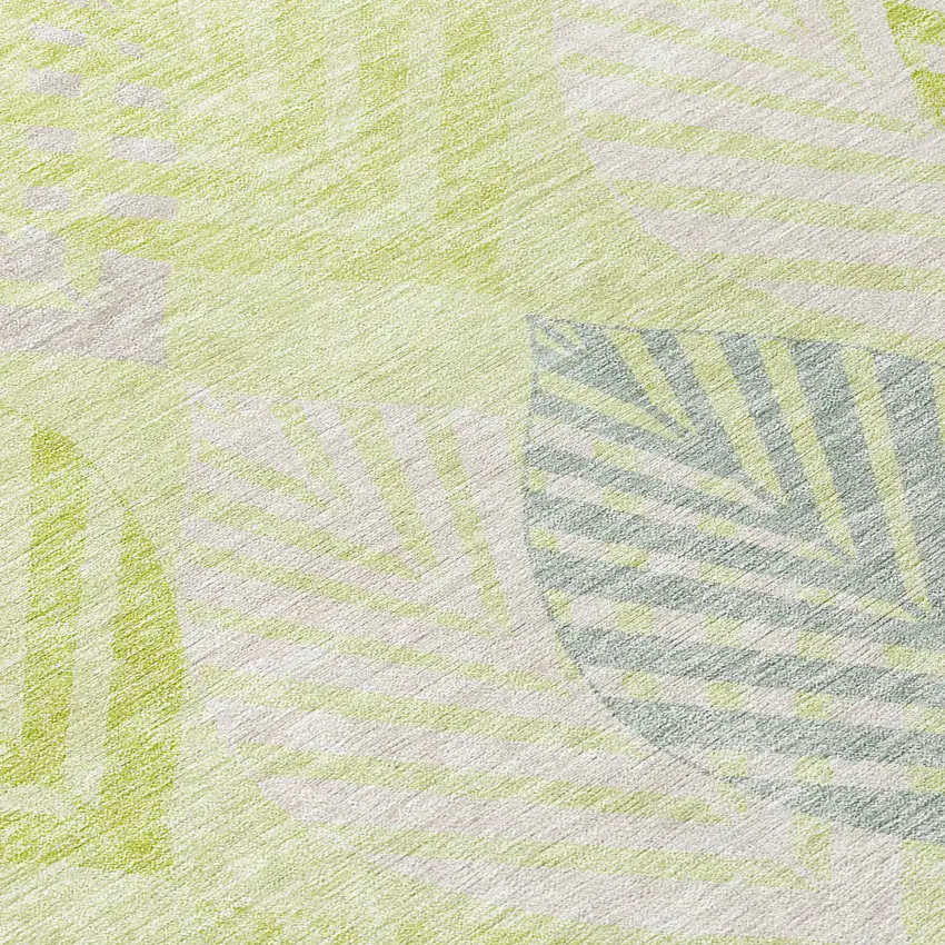 Artichoke Green Green And Ivory Floral Washable Indoor Outdoor Area Rug Photo 4