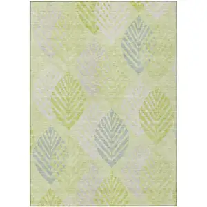 Photo of Artichoke Green Green And Ivory Floral Washable Indoor Outdoor Area Rug