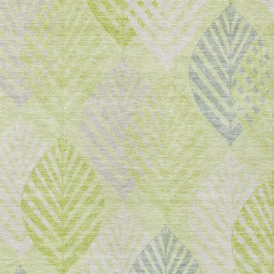 Artichoke Green Green And Ivory Floral Washable Indoor Outdoor Area Rug Photo 6