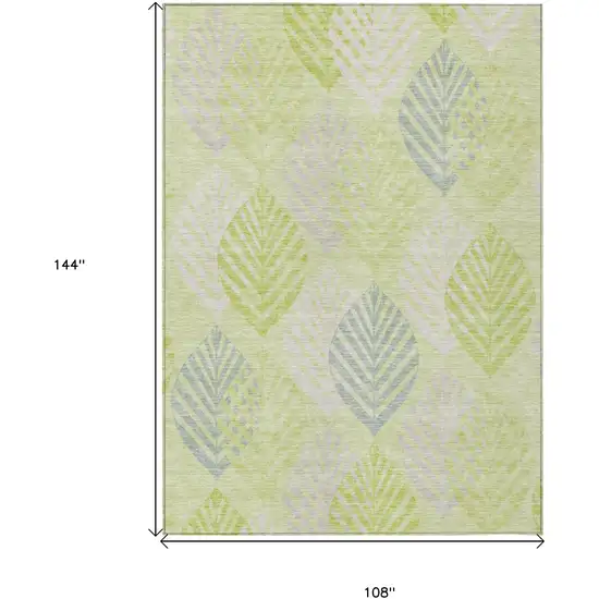 Artichoke Green And Ivory Floral Washable Indoor Outdoor Area Rug Photo 8