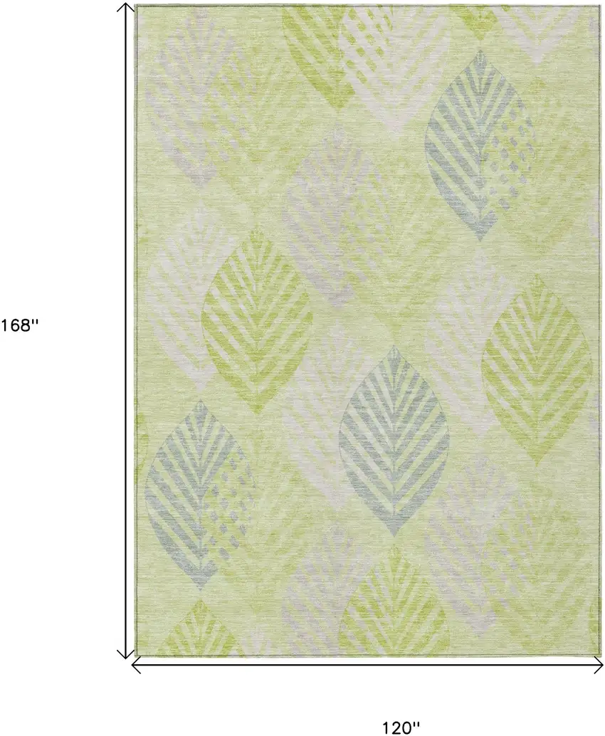 Artichoke Green And Ivory Floral Washable Indoor Outdoor Area Rug Photo 8