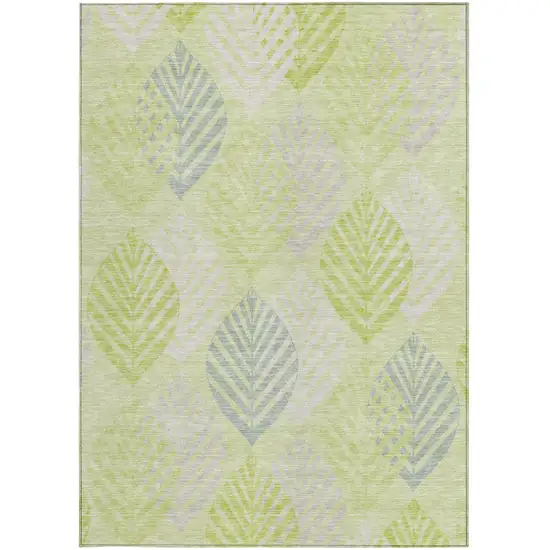 Artichoke Green Green And Ivory Floral Washable Indoor Outdoor Area Rug Photo 6