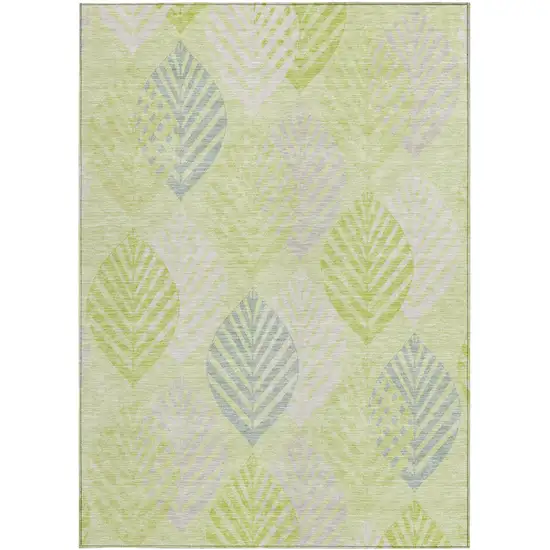 Artichoke Green Green And Ivory Floral Washable Indoor Outdoor Area Rug Photo 6