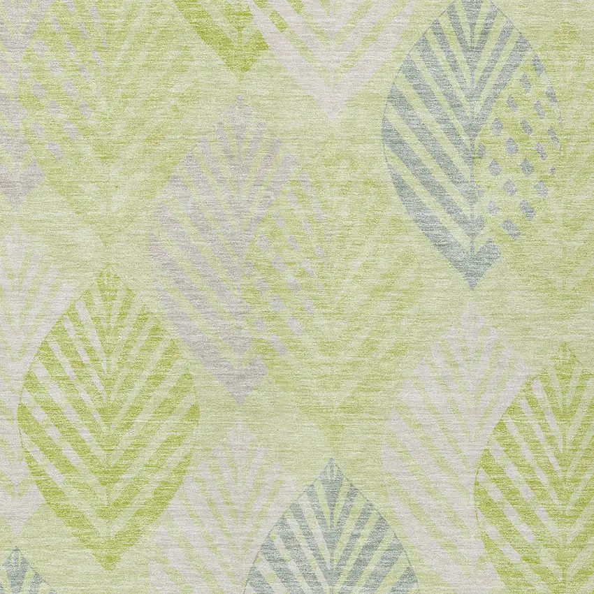 Artichoke Green Green And Ivory Floral Washable Indoor Outdoor Area Rug Photo 5