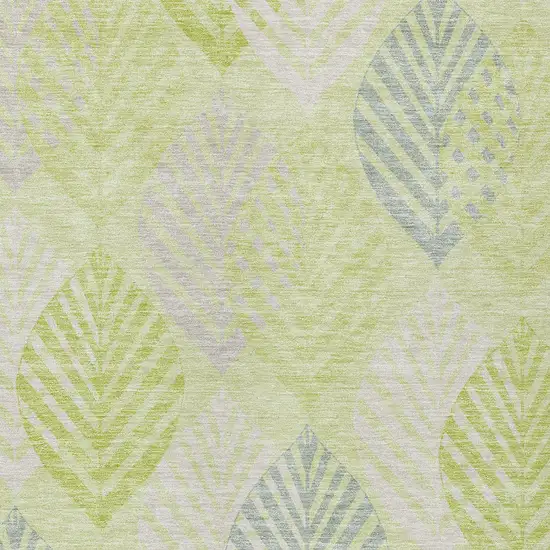 Artichoke Green Green And Ivory Floral Washable Indoor Outdoor Area Rug Photo 5