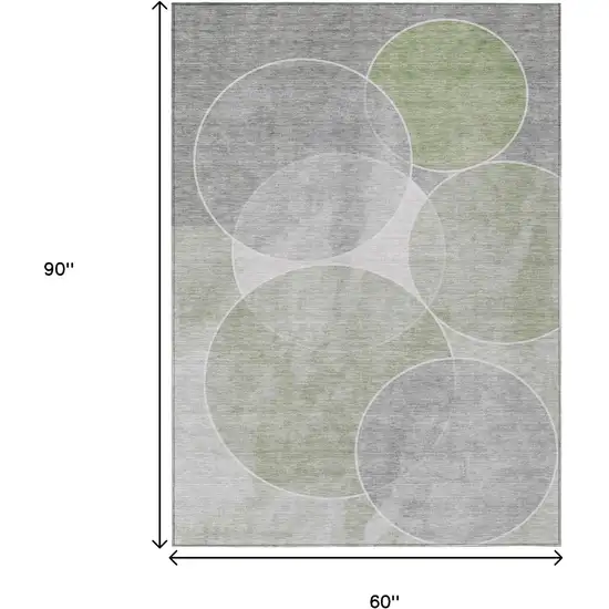 Artichoke Green Green And Ivory Geometric Washable Indoor Outdoor Area Rug Photo 3