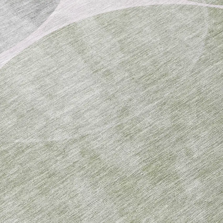 Artichoke Green Green And Ivory Geometric Washable Indoor Outdoor Area Rug Photo 8