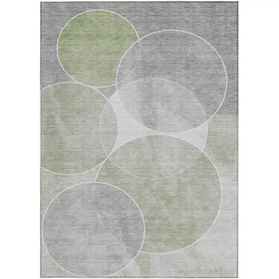 Artichoke Green Green And Ivory Geometric Washable Indoor Outdoor Area Rug Photo 5