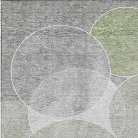 Artichoke Green Green And Ivory Geometric Washable Indoor Outdoor Area Rug Photo 7