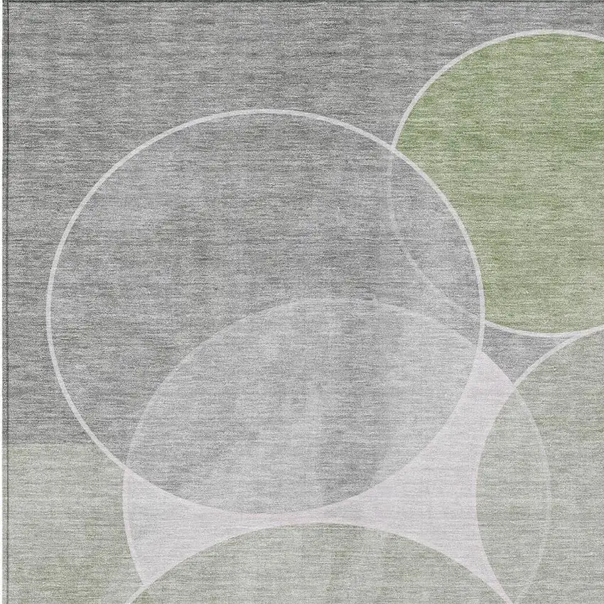 Artichoke Green Green And Ivory Geometric Washable Indoor Outdoor Area Rug Photo 7