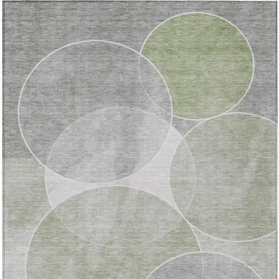 Artichoke Green Green And Ivory Geometric Washable Indoor Outdoor Area Rug Photo 2