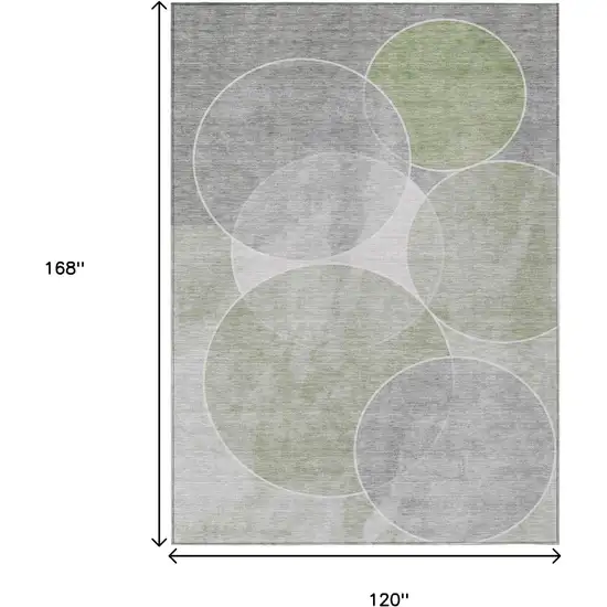 Artichoke Green Green And Ivory Geometric Washable Indoor Outdoor Area Rug Photo 3