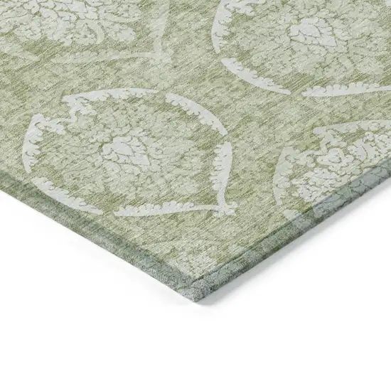 Artichoke Green Green And Ivory Medallion Washable Indoor Outdoor Area Rug Photo 5