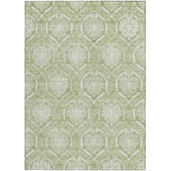 Artichoke Green Green And Ivory Medallion Washable Indoor Outdoor Area Rug Photo 7