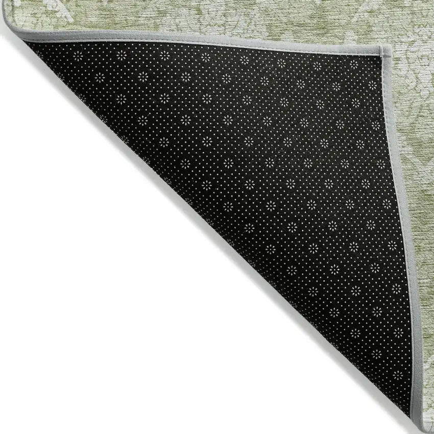 Artichoke Green Green And Ivory Medallion Washable Indoor Outdoor Area Rug Photo 4