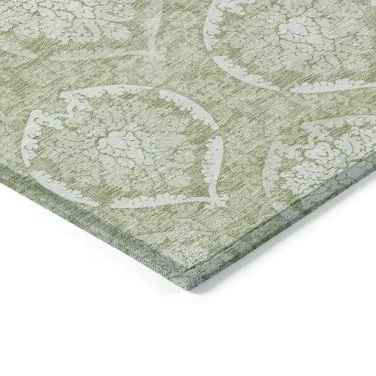 Artichoke Green Green And Ivory Medallion Washable Indoor Outdoor Area Rug Photo 5