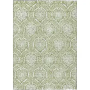 Photo of Artichoke Green Green And Ivory Medallion Washable Indoor Outdoor Area Rug