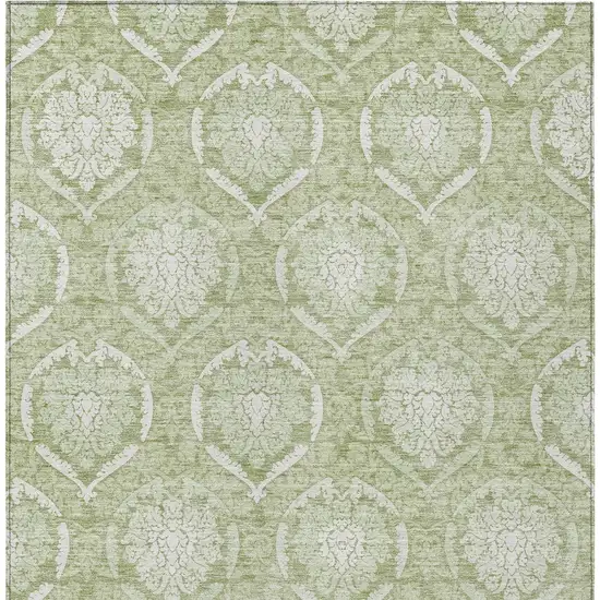 Artichoke Green Green And Ivory Medallion Washable Indoor Outdoor Area Rug Photo 7