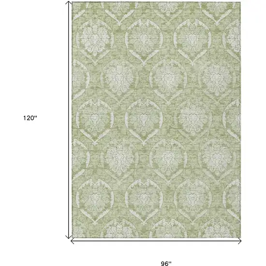 Artichoke Green Green And Ivory Medallion Washable Indoor Outdoor Area Rug Photo 3
