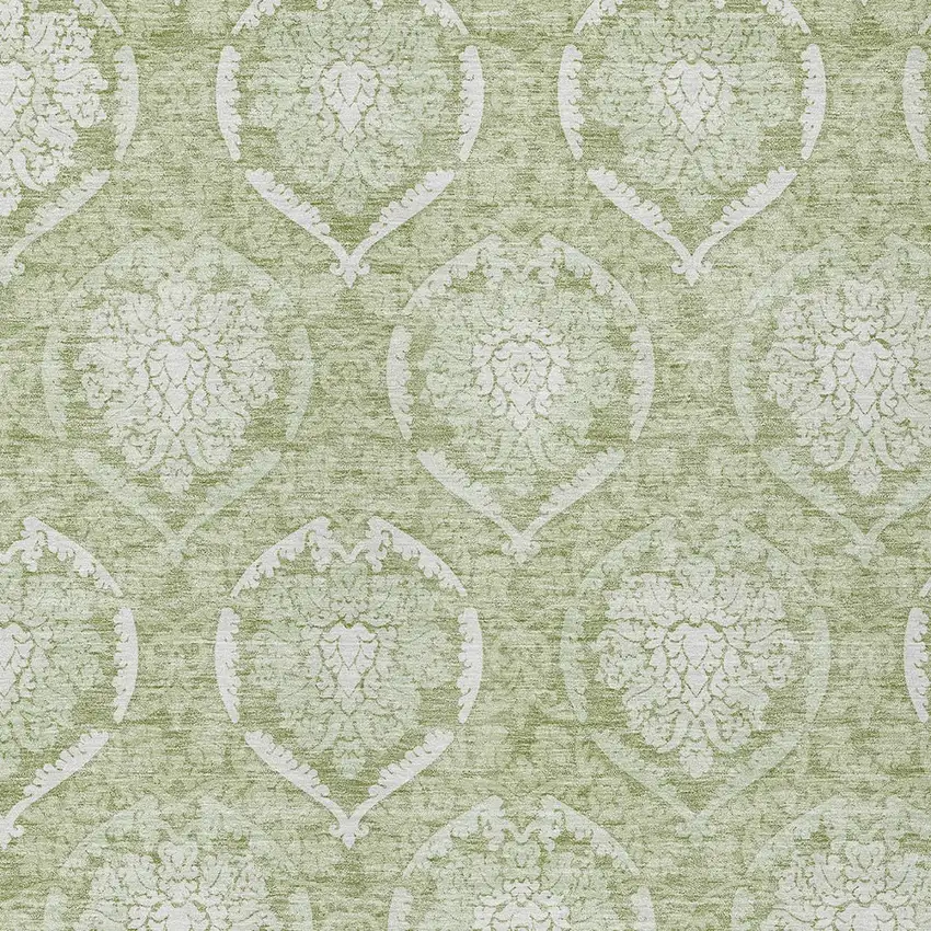 Artichoke Green Green And Ivory Medallion Washable Indoor Outdoor Area Rug Photo 6