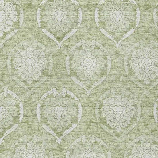 Artichoke Green Green And Ivory Medallion Washable Indoor Outdoor Area Rug Photo 6