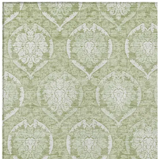 Artichoke Green Green And Ivory Medallion Washable Indoor Outdoor Area Rug Photo 6