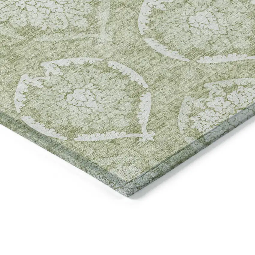 Artichoke Green Green And Ivory Medallion Washable Indoor Outdoor Area Rug Photo 5